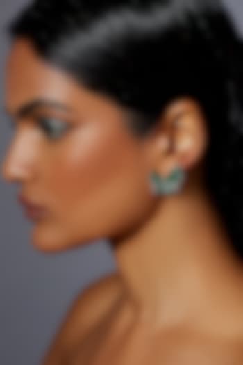 White Rhodium Finish Emerald Spinel Stone Butterfly Stud Earrings In Sterling Silver by MISS JO at Pernia's Pop Up Shop