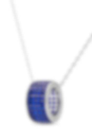 White Rhodium Finish Sapphire Spinel Stone Pendant Necklace In Sterling Silver by MISS JO at Pernia's Pop Up Shop