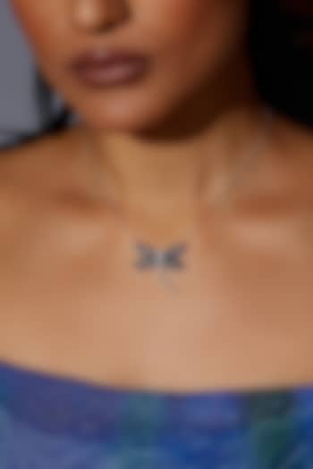 White Rhodium Finish Sapphire Spinel Stone Dragonfly Pendant Necklace In Sterling Silver by MISS JO at Pernia's Pop Up Shop