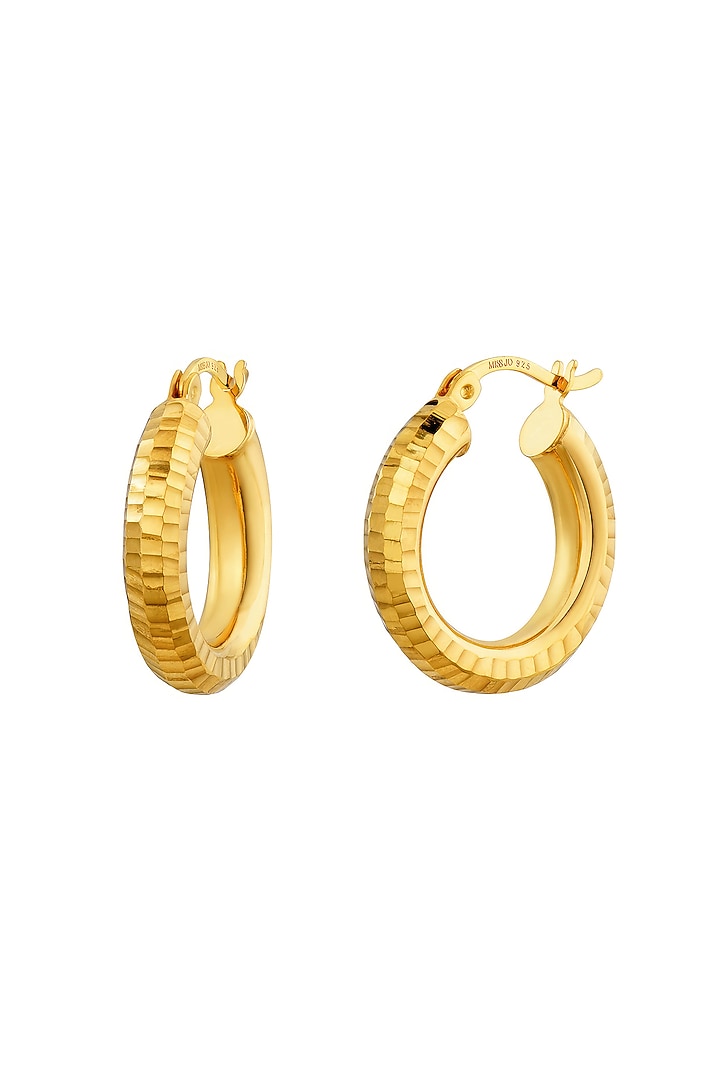 Gold Plated Textured Small Hoop Earrings In Sterling Silver by MISS JO at Pernia's Pop Up Shop
