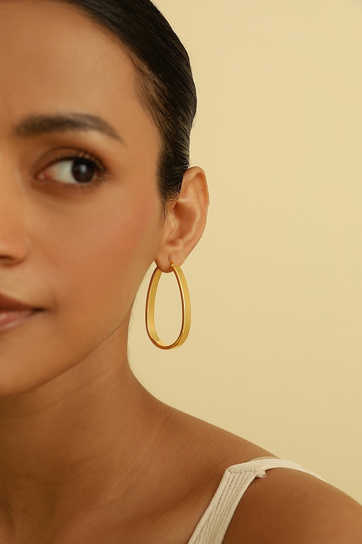 Gold Plated Hoop Earrings In Sterling Silver by MISS JO at Pernia's Pop Up Shop