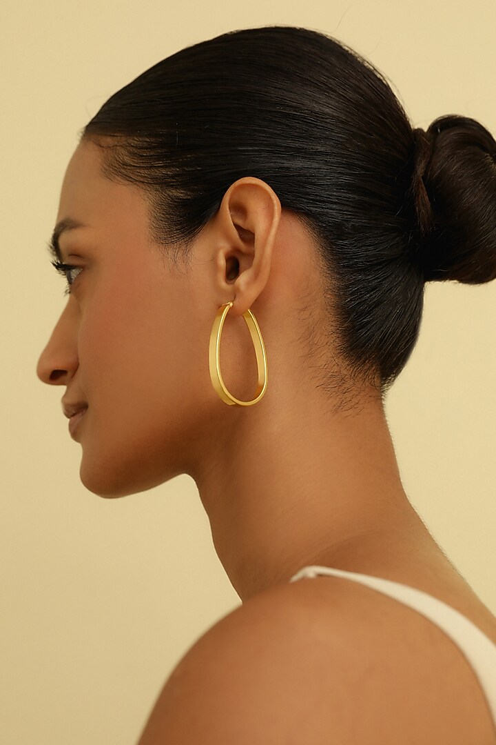 Gold Plated Hoop Earrings In Sterling Silver by MISS JO at Pernia's Pop Up Shop