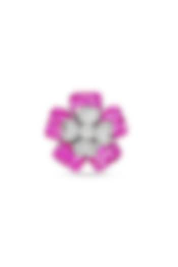 White Rhodium Finish Ruby Spinel Stone Ring In Sterling Silver by MISS JO at Pernia's Pop Up Shop