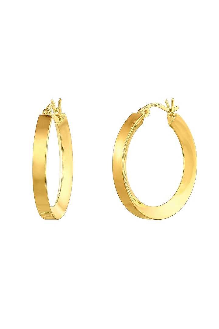 Gold Plated Tapered Medium Hoop Earrings In Sterling Silver by MISS JO at Pernia's Pop Up Shop