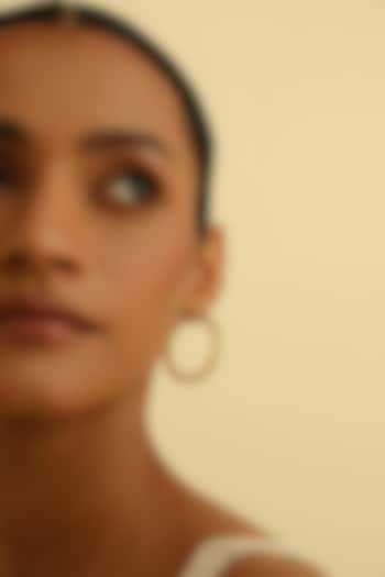 Gold Plated Tapered Ridges Large Hoop Earrings In Sterling Silver by MISS JO at Pernia's Pop Up Shop