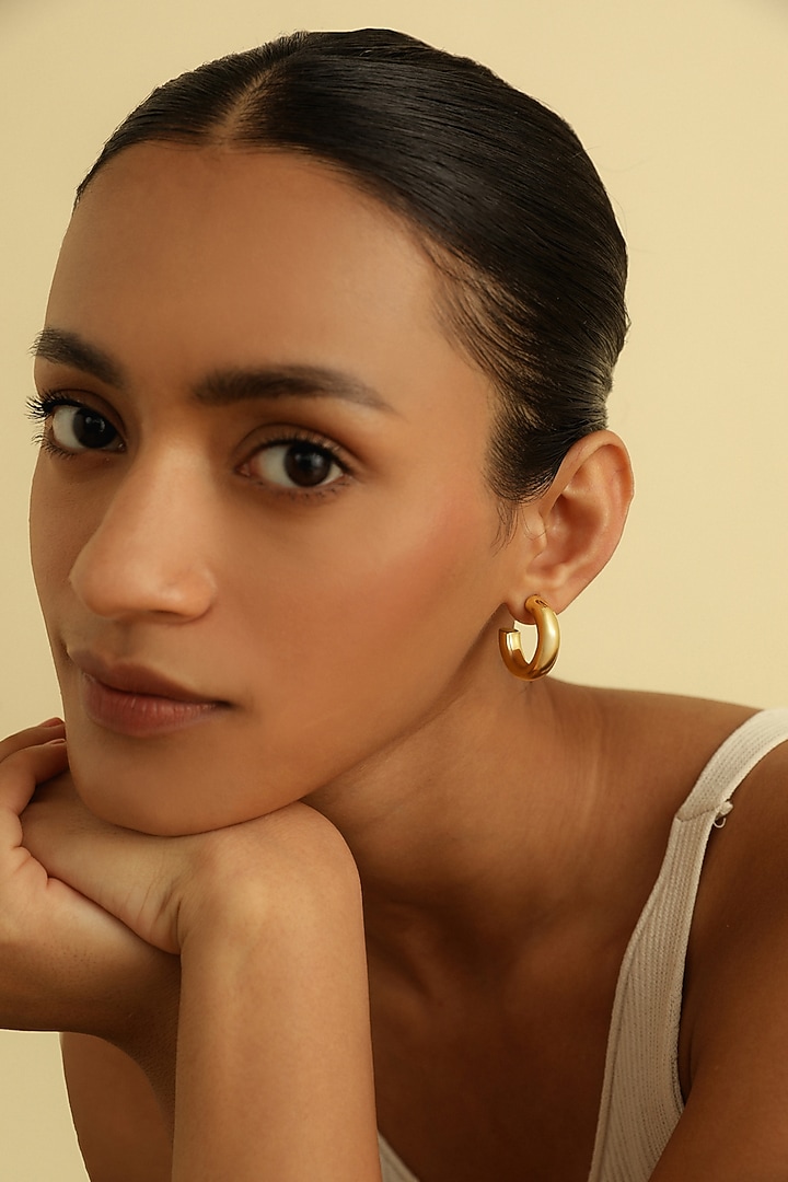 Gold Plated Small Hoop Earrings In Sterling Silver by MISS JO at Pernia's Pop Up Shop