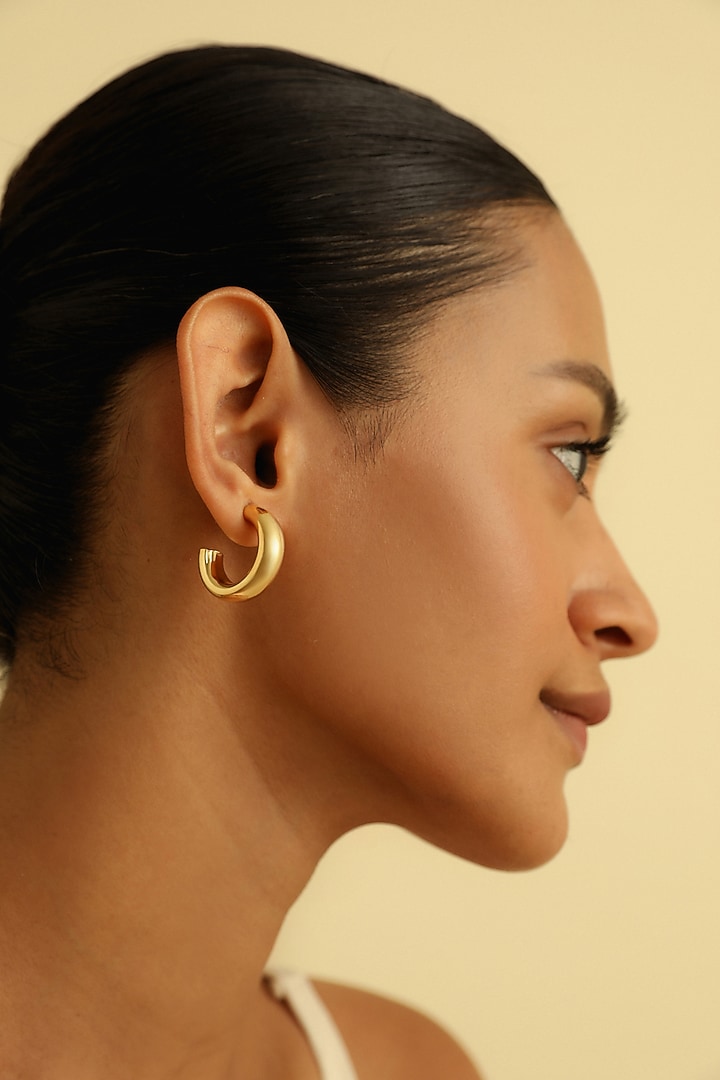 Gold Plated Small Hoop Earrings In Sterling Silver by MISS JO at Pernia's Pop Up Shop