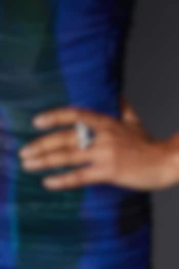 White Rhodium Finish Zircon & Sapphire Spinel Stone Honey Bee Ring In Sterling Silver by MISS JO at Pernia's Pop Up Shop