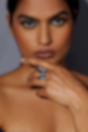 White Rhodium Finish Sapphire Blue Spinel Stone Butterfly Ring In Sterling Silver by MISS JO at Pernia's Pop Up Shop