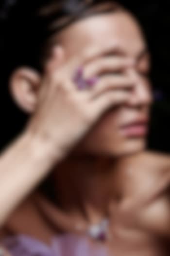 White Rhodium Finish Ruby Spinel Stone Butterfly Ring In Sterling Silver by MISS JO at Pernia's Pop Up Shop