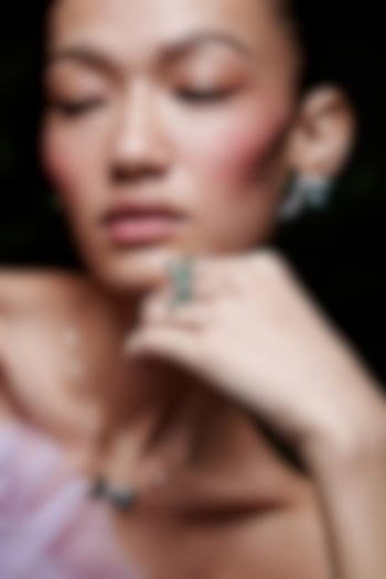 White Rhodium Finish Emerald Spinel Stone Dragonfly Ring In Sterling Silver by MISS JO at Pernia's Pop Up Shop