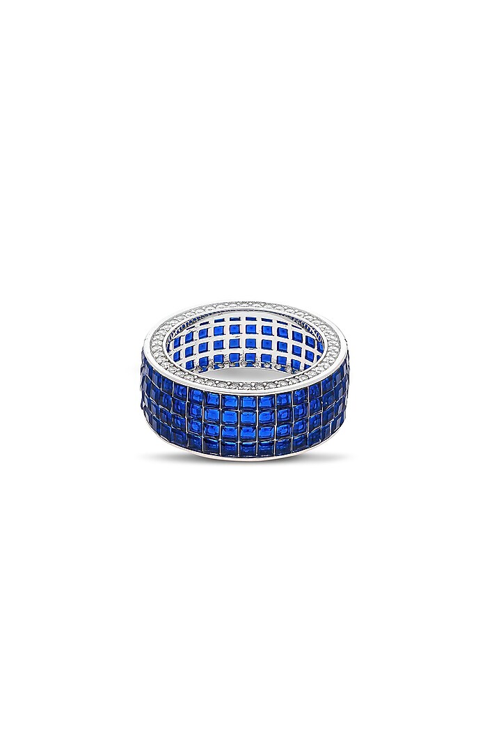 White Rhodium Finish Sapphire Stone Woodland Wonder Ring In Sterling Silver by MISS JO at Pernia's Pop Up Shop
