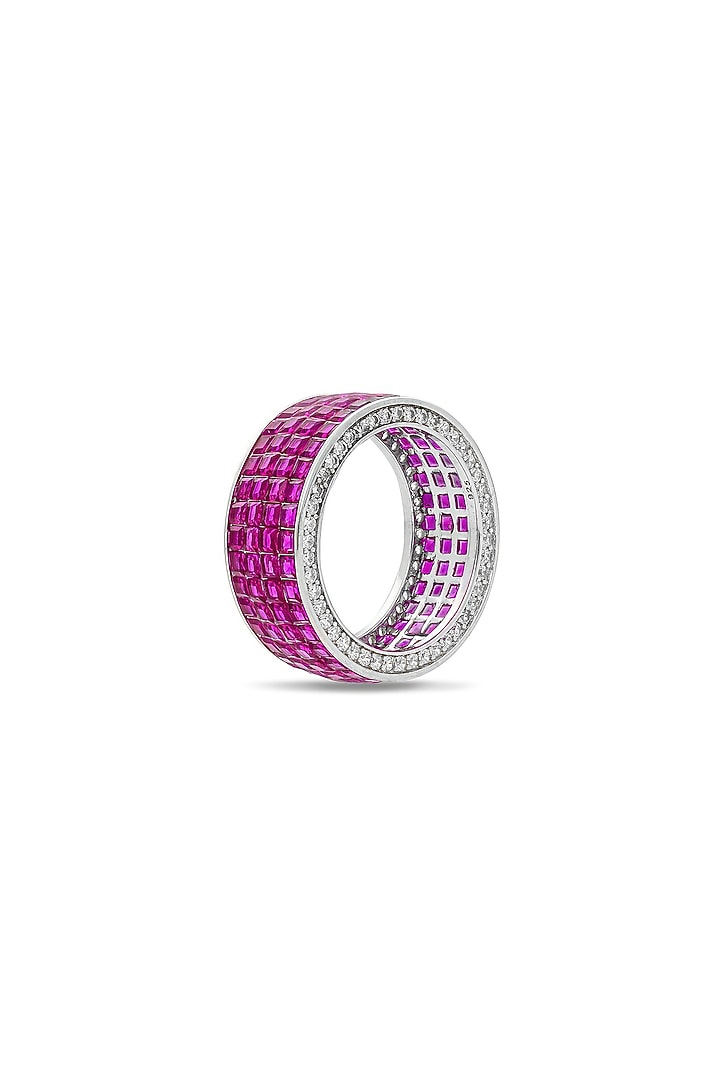 White Rhodium Finish Ruby Stone Woodland Wonder Ring In Sterling Silver by MISS JO at Pernia's Pop Up Shop