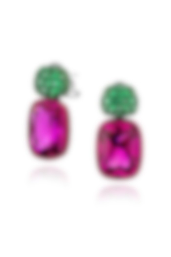 White Rhodium Finish Purple Semi-precious Stone Drop Earrings In Sterling Silver by MISS JO at Pernia's Pop Up Shop