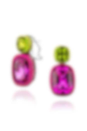 White Rhodium Finish Purple Semi-precious Stone Drop Earrings In Sterling Silver by MISS JO at Pernia's Pop Up Shop