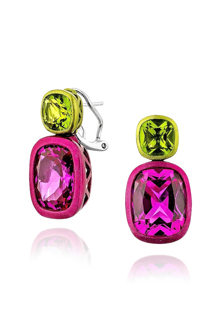 White Rhodium Finish Purple Semi-precious Stone Drop Earrings In Sterling Silver by MISS JO at Pernia's Pop Up Shop