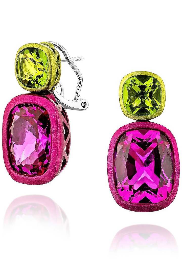 White Rhodium Finish Purple Semi-precious Stone Drop Earrings In Sterling Silver by MISS JO at Pernia's Pop Up Shop