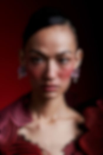 Rose Gold Finish Cubic Zirconia & Pink Stone Enameled Stud Earrings In Sterling Silver by MISS JO at Pernia's Pop Up Shop