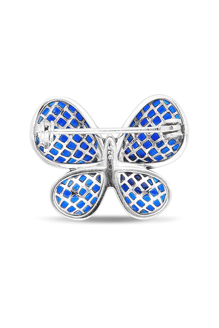 White Rhodium Finish Sapphire Spinel Stone Butterfly Brooch In Sterling Silver by MISS JO at Pernia's Pop Up Shop