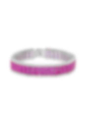 White Rhodium Finish Ruby Spinel Stone Tennis Bracelet In Sterling Silver by MISS JO at Pernia's Pop Up Shop