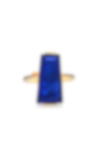 Gold Finish Blue Moon Stone Adjustable Ring In Sterling Silver by MISS JO at Pernia's Pop Up Shop