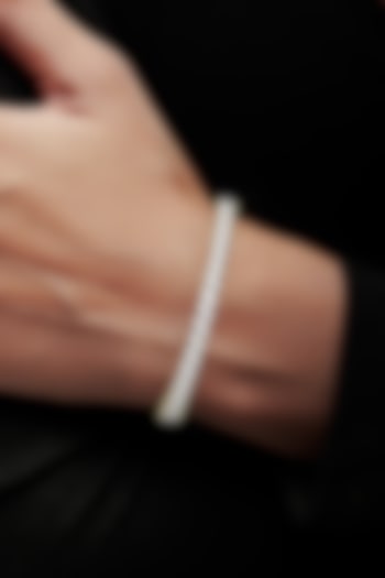 Gold Finish Marquise-Shaped Cubic Zirconia Crystal Tennis Bracelet In Sterling Silver by MISS JO at Pernia's Pop Up Shop