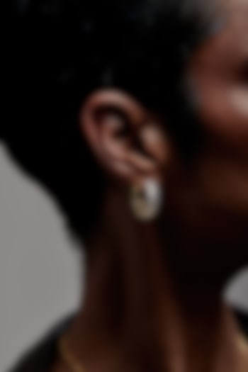 Gold Finish Emerald-Cut Cubic Zirconia Crystal Hoop Earrings In Sterling Silver by MISS JO at Pernia's Pop Up Shop