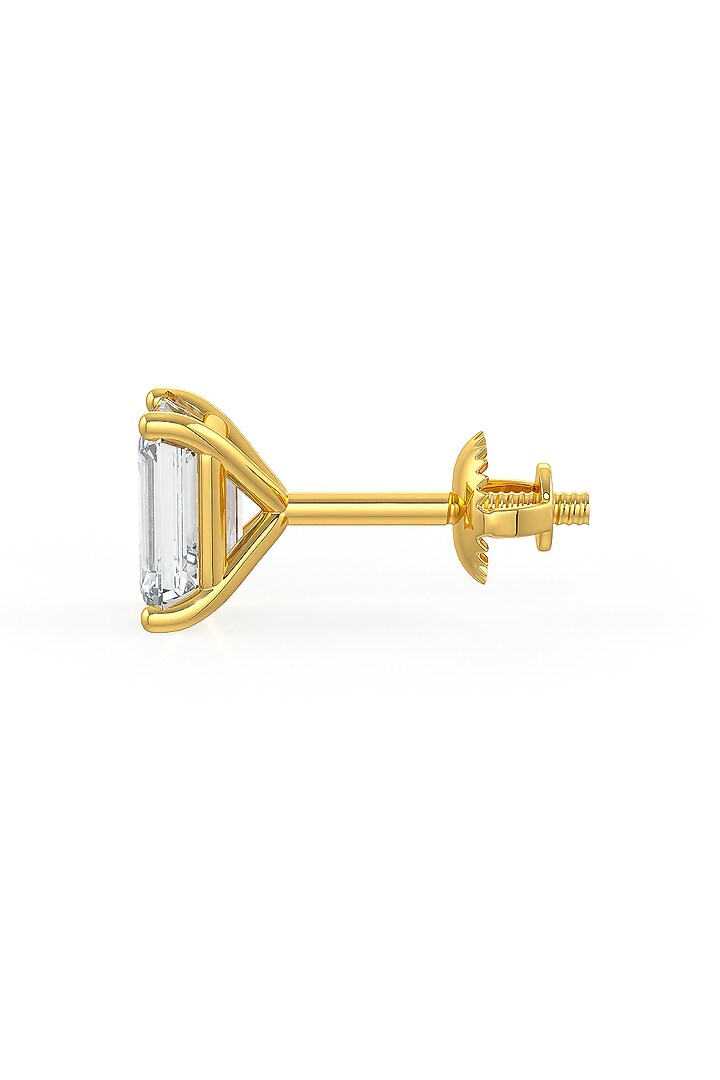 Gold Finish Emerald-Cut Cubic Zirconia Crystal Stud Earrings In Sterling Silver by MISS JO at Pernia's Pop Up Shop