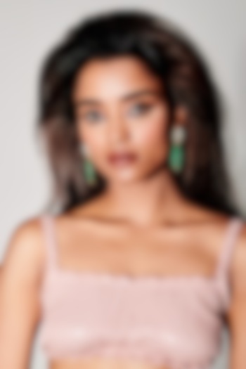 Gold Finish Light Sky Blue & White Natural Stone Dangler Earrings In Sterling Silver by MISS JO at Pernia's Pop Up Shop