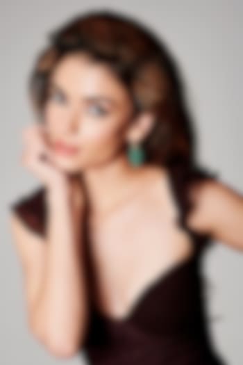 Gold Finish Light Sky Blue Natural Stone Drop Earrings In Sterling Silver by MISS JO at Pernia's Pop Up Shop