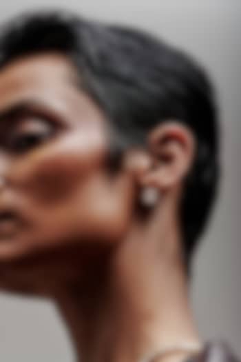 Gold Finish Emerald-Cut Cubic Zirconia Crystal Stud Earrings In Sterling Silver by MISS JO at Pernia's Pop Up Shop