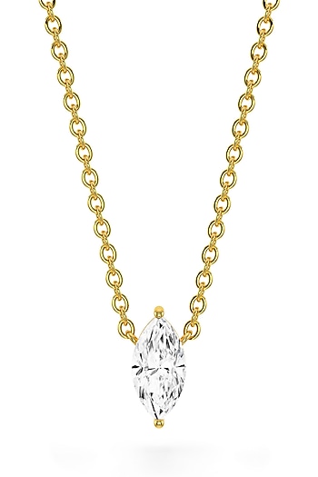 Gold Finish Marquise-Shaped Cubic Zirconia & Crystal Pendant Necklace In Sterling Silver by MISS JO at Pernia's Pop Up Shop