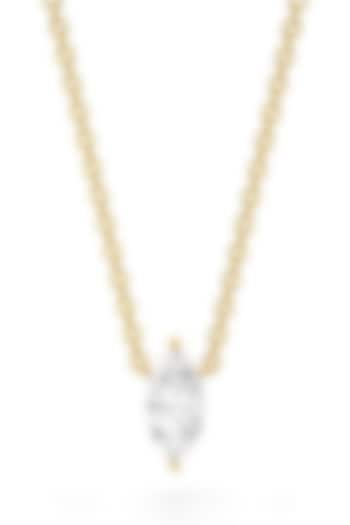 Gold Finish Marquise-Shaped Cubic Zirconia & Crystal Pendant Necklace In Sterling Silver by MISS JO at Pernia's Pop Up Shop