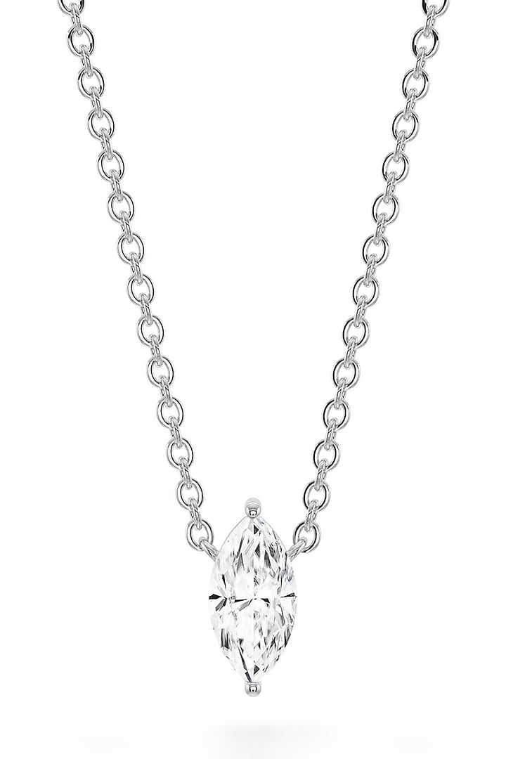 White Rhodium Finish Cubic Zirconia & Crystal Pendant Necklace In Sterling Silver by MISS JO at Pernia's Pop Up Shop
