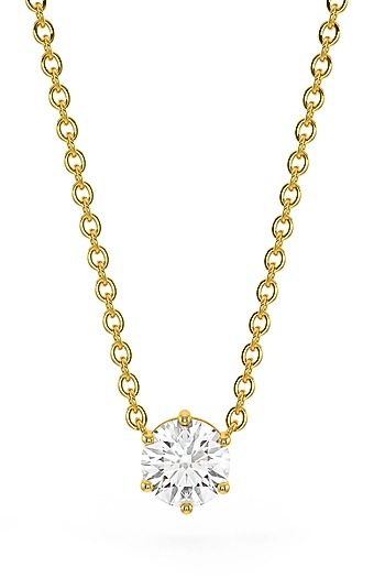 Gold Finish Round-Shaped Cubic Zirconia & Crystal Pendant Necklace In Sterling Silver by MISS JO at Pernia's Pop Up Shop