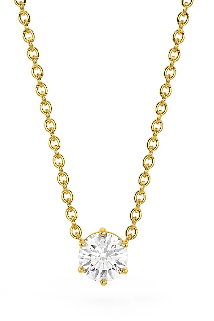 Gold Finish Round-Shaped Cubic Zirconia & Crystal Pendant Necklace In Sterling Silver by MISS JO at Pernia's Pop Up Shop