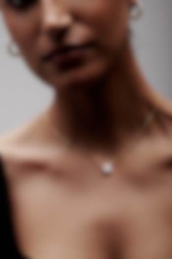 Gold Finish Square-Shaped Cubic Zirconia & Crystal Pendant Necklace In Sterling Silver by MISS JO at Pernia's Pop Up Shop