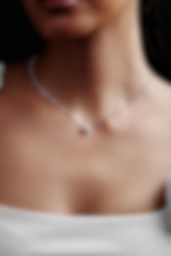 White Rhodium Finish Heart-Shaped Cubic Zirconia & Crystal Pendant Necklace In Sterling Silver by MISS JO at Pernia's Pop Up Shop