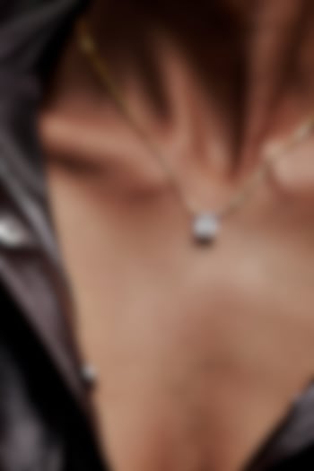 Gold Finish Emerald-Cut Cubic Zirconia & Crystal Pendant Necklace In Sterling Silver by MISS JO at Pernia's Pop Up Shop