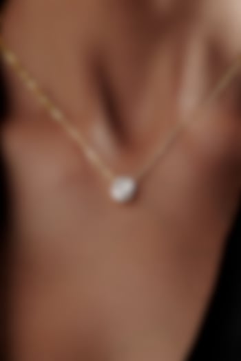 Gold Finish Oval-Shaped Cubic Zirconia & Crystal Pendant Necklace In Sterling Silver by MISS JO at Pernia's Pop Up Shop