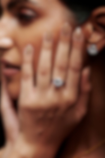 White Rhodium Finish Cubic Zirconia Crystal Ring In Sterling Silver by MISS JO at Pernia's Pop Up Shop