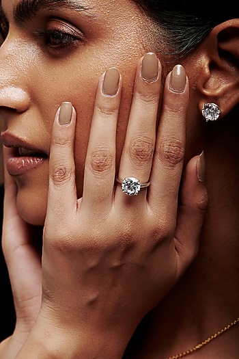 White Rhodium Finish Cubic Zirconia Crystal Ring In Sterling Silver by MISS JO at Pernia's Pop Up Shop