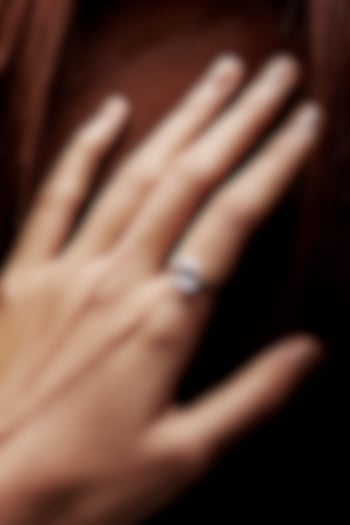 White Rhodium Finish Emerald-Cut Cubic Zirconia Crystal Ring In Sterling Silver by MISS JO at Pernia's Pop Up Shop