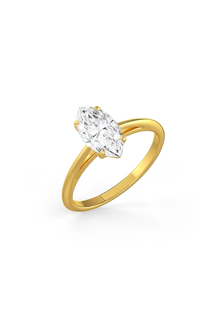 Gold Finish Marquise-Cut Cubic Zirconia Crystal Ring In Sterling Silver by MISS JO at Pernia's Pop Up Shop