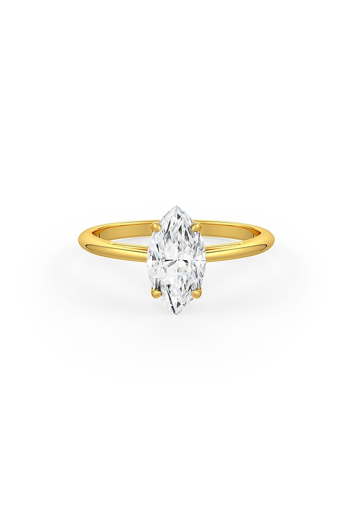 Gold Finish Marquise-Cut Cubic Zirconia Crystal Ring In Sterling Silver by MISS JO at Pernia's Pop Up Shop