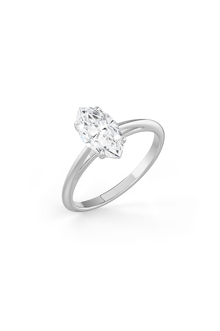 Gold Finish Marquise-Cut Cubic Zirconia Crystal Ring In Sterling Silver by MISS JO at Pernia's Pop Up Shop
