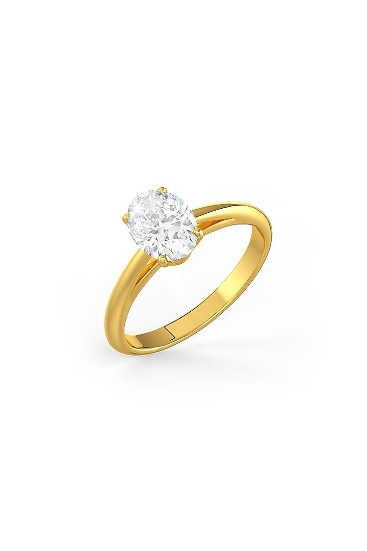 Gold Finish Oval-Shaped Cubic Zirconia Crystal Ring In Sterling Silver by MISS JO at Pernia's Pop Up Shop
