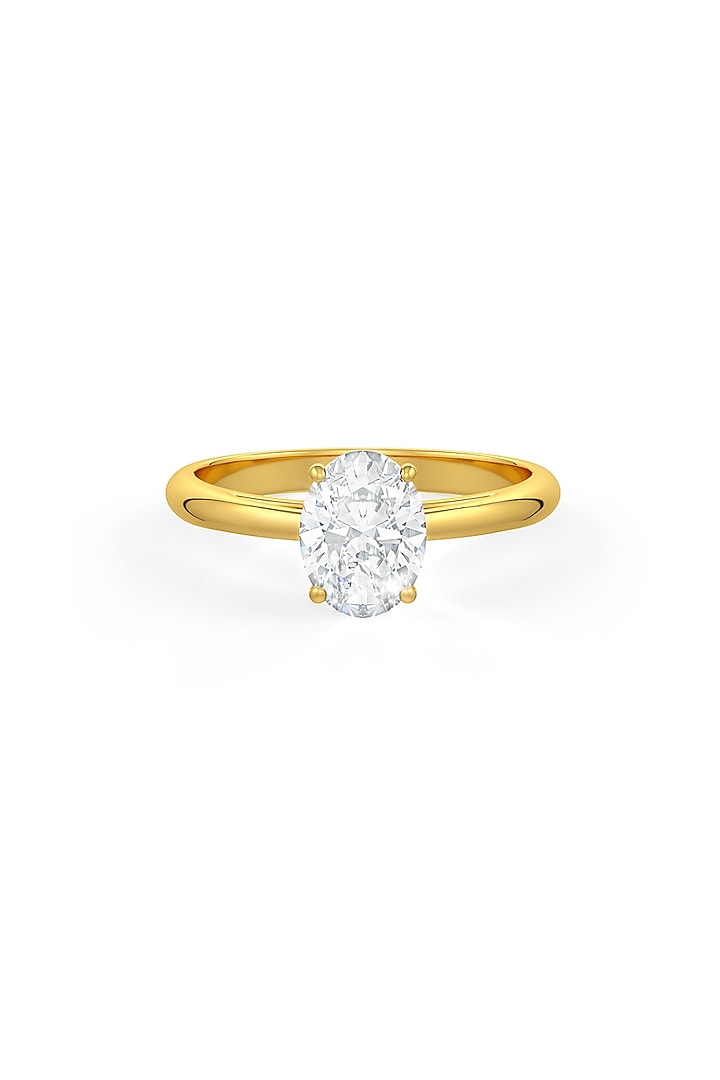 Gold Finish Oval-Shaped Cubic Zirconia Crystal Ring In Sterling Silver by MISS JO at Pernia's Pop Up Shop