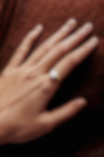 Gold Finish Round-Shaped Cubic Zirconia Crystal Ring In Sterling Silver by MISS JO at Pernia's Pop Up Shop