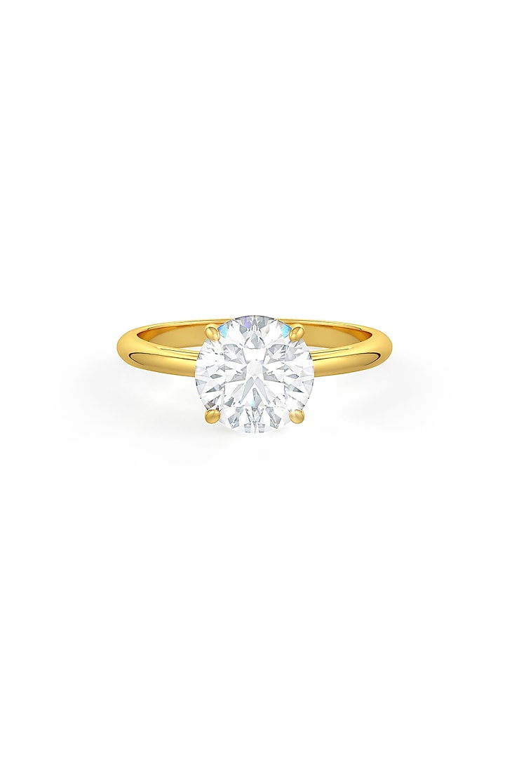 Gold Finish Round-Shaped Cubic Zirconia Crystal Ring In Sterling Silver by MISS JO at Pernia's Pop Up Shop